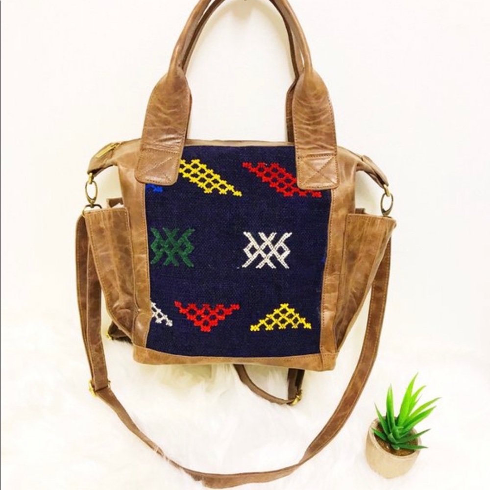 Moroccan convertible day bag-genuine leather bag
